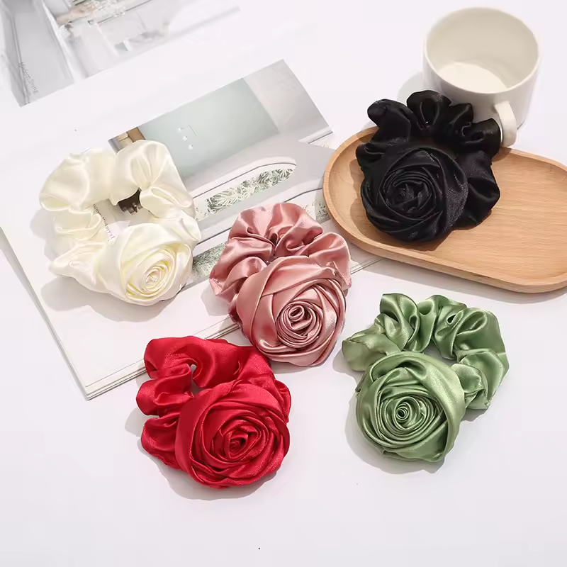 Satin Rose Scrunchie